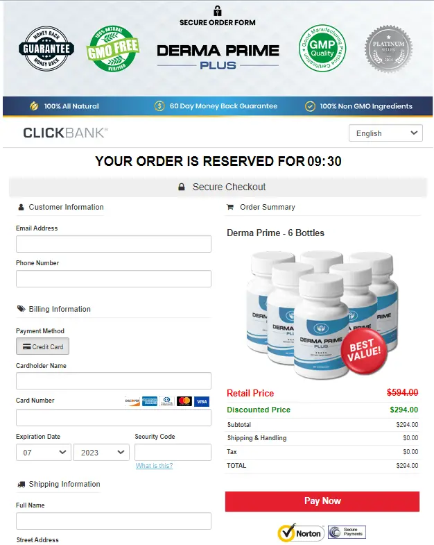 Derma Prime Plus Order Form